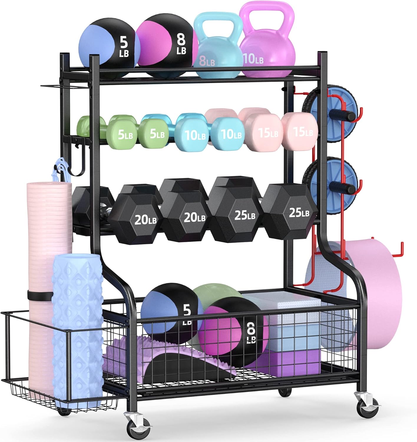 Home Gym Training - 홈짐 덤벨랙 (바퀴 포함), 헤비듀티 스틸,
