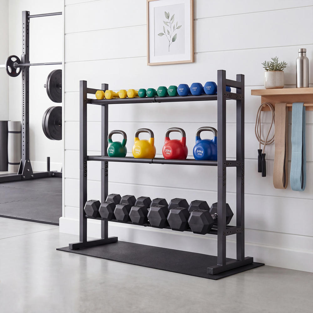헤비 듀티 3단 덤벨 랙, 분체 도장된 스틸 중량물 보 - Home Gym Training 리뷰 및 가격