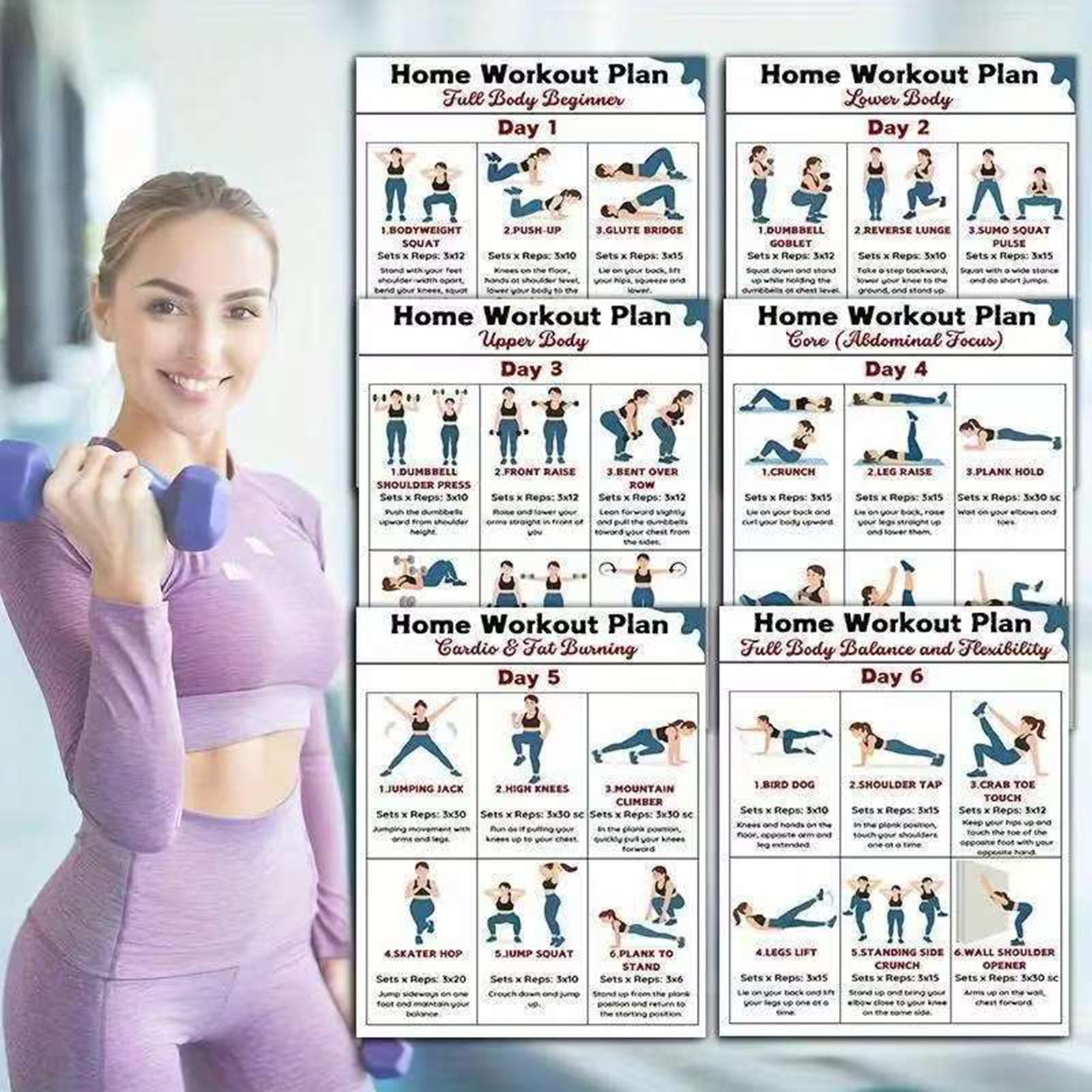 6개 요가 덤벨 스트레칭 운동 포스터 기숙사 사무실 홈 - Home Gym Guide 리뷰 및 가격